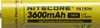 A yellow Nitecore NL1836 18650 rechargeable lithium battery with text and specifications printed on it. Anteprima dell’immagine prodotto