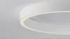 A close-up view of a modern, white, circular ceiling light fixture with a subtle glow emanating from its edge. Produktbild-Vorschau