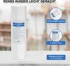 A water filter cartridge is shown on a table with promotional text and close-up images of the product. Produktbild-Vorschau
