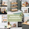 A collage of images showcasing bamboo kitchen and bathroom organizers in various settings. Voir les images du produit