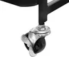 Close-up of a black caster wheel with a metal bracket attached to a black object. Podgląd zdjęcia produktu