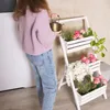 EcoDeco drevený biely kaskádový stojan na kvety 3-radový s Náhľad obrázku produktu 8