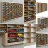 Modellauto-Regal für 80 Autos 1:64 – Wandregal & Setzkasten für Spielzeugautos, HDF-Trennwände – Detailansicht der Fächer Produktbild-Vorschau
