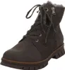 A single gray lace-up boot with a side zipper and faux fur lining is shown against a white background. Produktbild-Vorschau