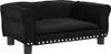 A black dog bed with tufted back and studded trim. Náhľad obrázku produktu
