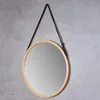 Wandspiegel 38cm Rund Bambus Holz Kunstleder Flurspiegel Produktbild-Vorschau 4
