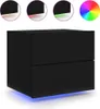 vidaXL Wand-Nachttische mit LED-Leuchten 2 Stk. Schwarz Produktbild-Vorschau 5