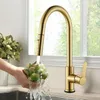 A hand washing an artichoke under a gold kitchen faucet. Produktbild-Vorschau