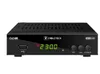 A black Cabletech DVB-T2 tuner with a digital display showing the time. Náhled obrázku produktu