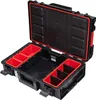 An open black tool case with red dividers and compartments, showing its internal organization. Produktbild-Vorschau