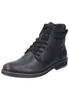 A black leather boot is shown against a white background. Voir les images du produit