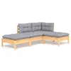 4-tlg. Garten-Lounge-Set mit Grauen Kissen Kiefer Produktbild-Vorschau 1