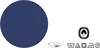 A dark blue circular shape on a white background, with several care symbols and a cotton certification logo. Produktbild-Vorschau