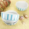 Split turquoise rayé 6x bol à céréales Ø14cm 400ml bol à Voir les images du produit 2