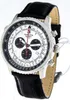 A close-up studio shot of a Swiss Alpine Military chronograph watch with a black leather strap. Produktbild-Vorschau