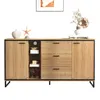 Sideboard - Schwarz/Holz - 3 Schubladen & 16-Farben LED - Produktbild-Vorschau 5