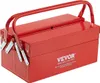A red metal toolbox with a silver handle and latches, shown from a slightly elevated front-left angle against a white background. Podgląd zdjęcia produktu