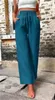 ASKSA Damen Hose Hohe Taille Weitem Bein Einfarbig Produktbild-Vorschau 2