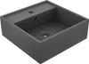 vidaXL umývadlo s prepadom Square Matt Dark Grey 41x41 cm Náhľad obrázku produktu 6
