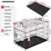 Diagrams and text showing the dimensions and specifications of a dog crate. Náhled obrázku produktu