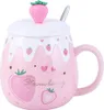 Süße Erdbeertasse, rosa Kaffeetasse, Keramik-Kawaii-Tasse, Produktbild-Vorschau 1