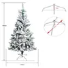 A flocked artificial Christmas tree with dimensions indicated. Produktbild-Vorschau