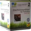A cardboard box containing two gutter filters, with grass imagery at the bottom. Produktbild-Vorschau