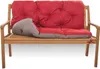 A red and gray cushion set on a wooden garden bench. Produktbild-Vorschau