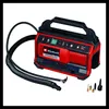 A red and black hybrid compressor with accessories on a white background. Voir les images du produit
