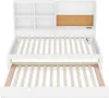 A white daybed with a pull-out trundle bed and a shelf unit above. Produktbild-Vorschau