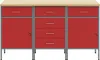 Banco da lavoro con cassetti, 3 pezzi, rosso e grigio, 150 Anteprima dell’immagine prodotto 6
