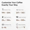 A diagram illustrating the customizable settings for a coffee machine. Produktbild-Vorschau