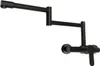 A black wall-mounted kitchen faucet with a foldable and extendable arm. Podgląd zdjęcia produktu
