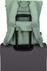 The back of a green backpack is shown attached to the handle of a gray suitcase. Anteprima dell’immagine prodotto