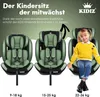 Three car seats are shown, with the third seat occupied by a child. Text overlays describe the product's features. Produktbild-Vorschau