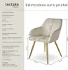 Chaise MARILYN Effet velours style scandinave - crème/or, Voir les images du produit 6