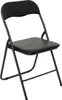 A black folding chair is shown against a white background. Voir les images du produit