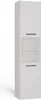A tall, narrow white bathroom cabinet with two doors and two open shelves. Produktbild-Vorschau
