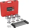 A red carrying case for a tool set is shown with the tools laid out in front of it. Náhled obrázku produktu