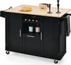 A black kitchen island with a wooden countertop is shown against a white background. Náhľad obrázku produktu