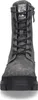A front view of a gray lace-up boot with a black sole. Produktbild-Vorschau