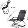 A diagram showing a folded and unfolded lounge chair with dimensions indicated by text and lines. Produktbild-Vorschau