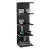 A black matte vertical shelf with various decorative items on it. Náhled obrázku produktu