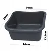 A dark gray plastic basin with dimensions indicated by text overlays. Anteprima dell’immagine prodotto