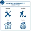 Marketing image showing application examples for a tool. Náhled obrázku produktu