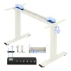 A white adjustable standing desk frame with accessories laid out below it. Anteprima dell’immagine prodotto