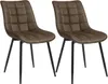 Two brown upholstered dining chairs with black metal legs are shown against a white background. Náhľad obrázku produktu