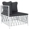 6-tlg. Garten-Lounge-Set mit Kissen Weiß Stahl Produktbild-Vorschau 3