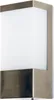 A wall-mounted outdoor light fixture with a brushed nickel frame and a frosted glass diffuser. Náhľad obrázku produktu