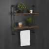 Regal Wandregal Industriestil 2 Ebenen Holz Rohr Produktbild-Vorschau 1